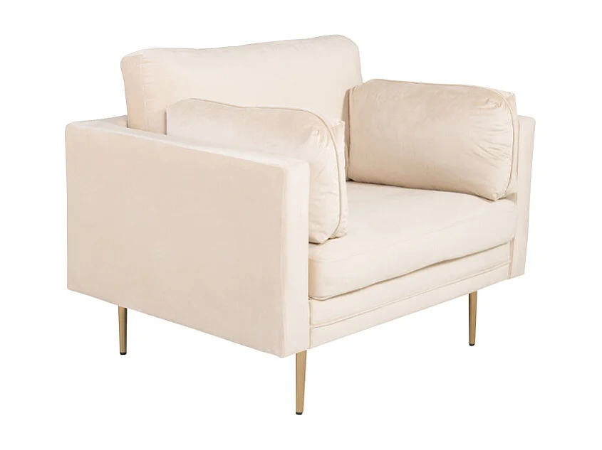 Fauteuil Design en Velours "Boom" 110cm Beige & Or