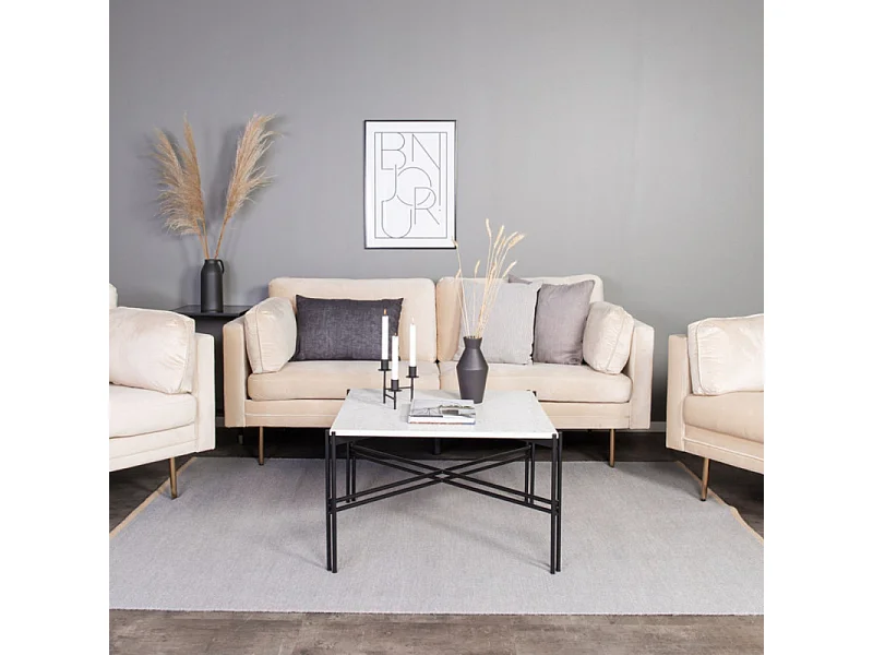 Boom fauteuil velours lichtbeige.