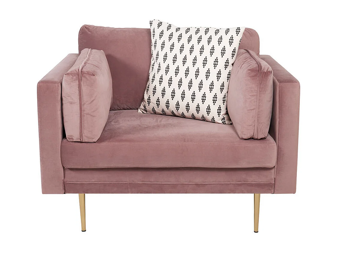 Boom Fauteuil en velours, rose vintage.
