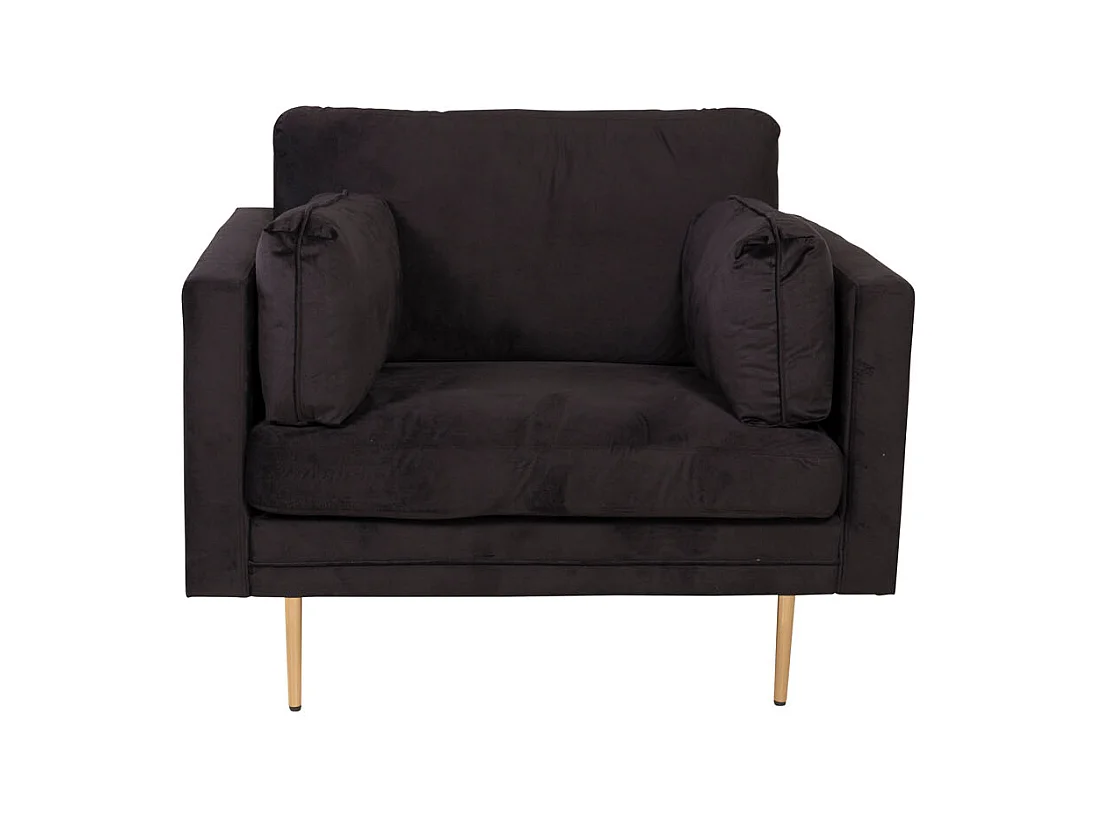 Fauteuil Design en Velours "Boom" 110cm Noir & Or