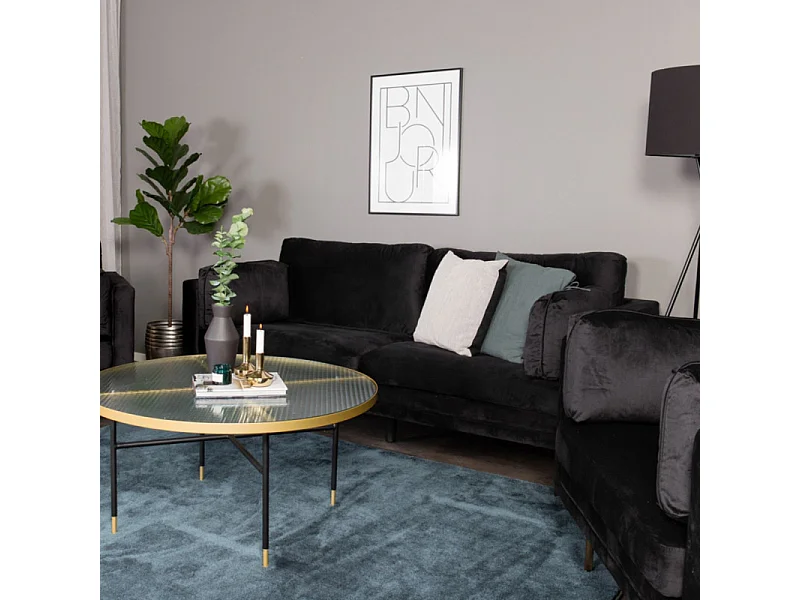 Fauteuil Design en Velours "Boom" 110cm Noir & Or