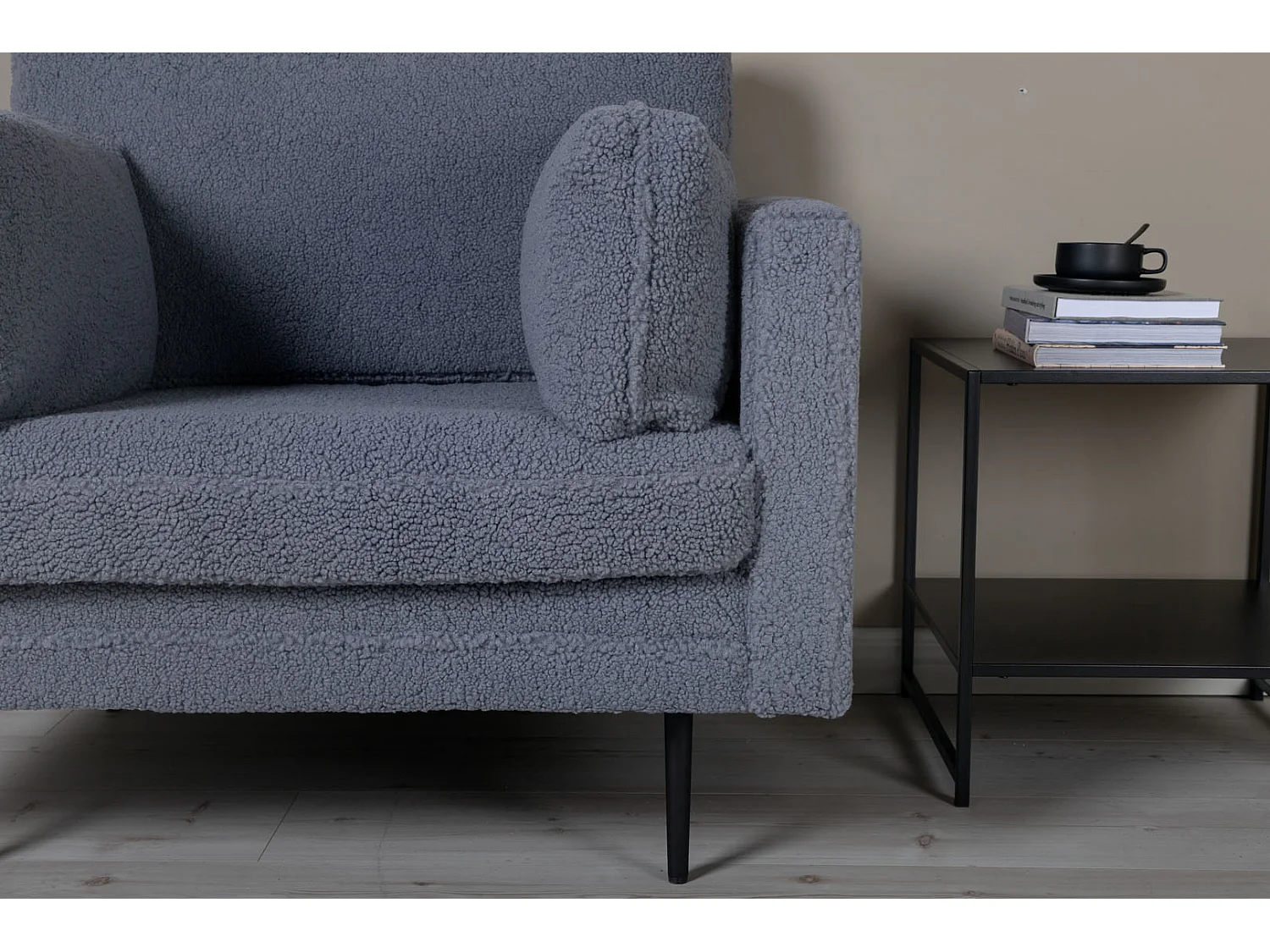 Boom fauteuil teddy stof donkergrijs.