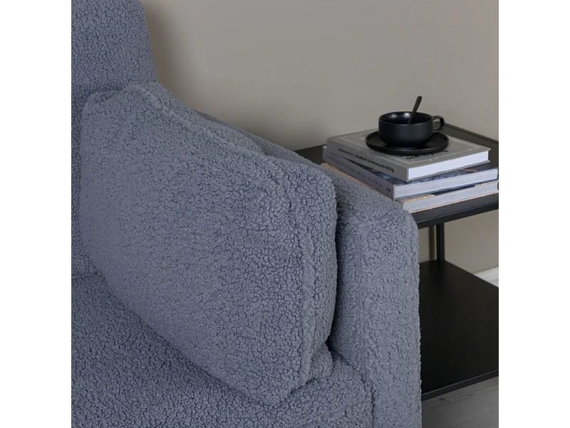 Boom fauteuil teddy stof donkergrijs.