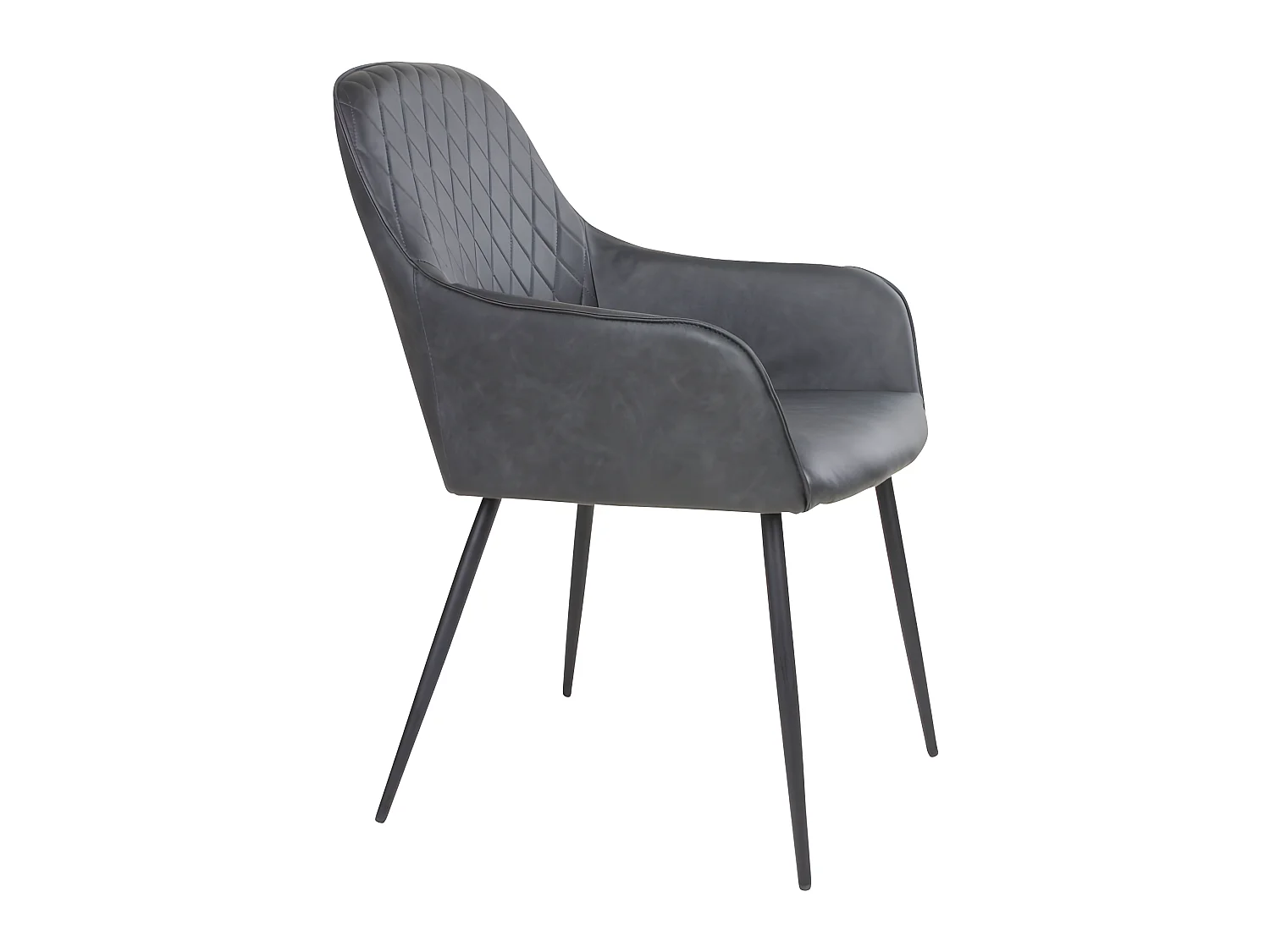 Hasse eetkamerstoel in donkergrijs PU kunstleer.