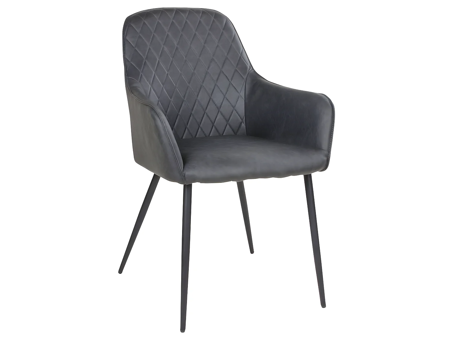 Hasse Chaise de salle à manger en cuir synthétique PU, gris foncé.