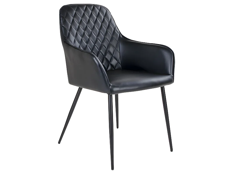 Hasse Chaise de salle à manger en cuir synthétique PU, noir.