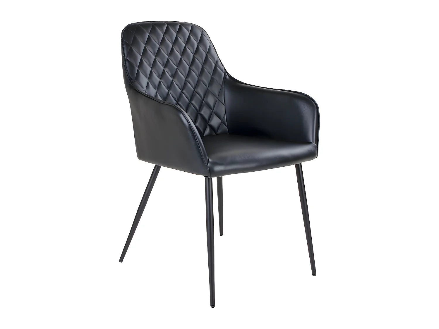 Hasse Chaise de salle à manger en cuir synthétique PU, noir.