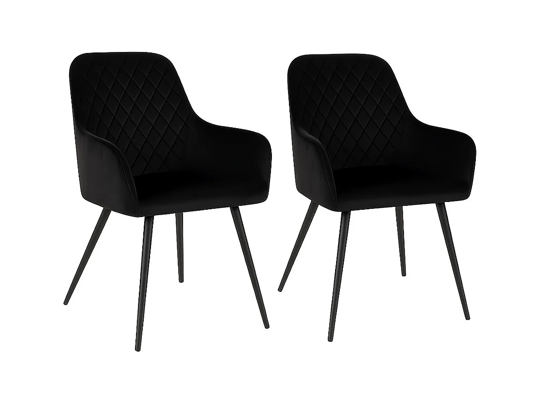 Set van 2 KARU eetkamerstoelen – Fluweel en zwarte metalen poten-Color Negro