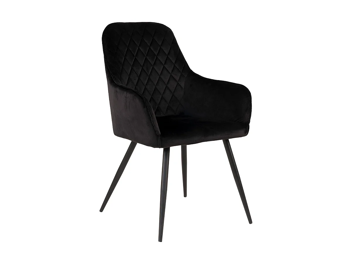 Harbo Chaise de salle à manger en velours, noir, noir.