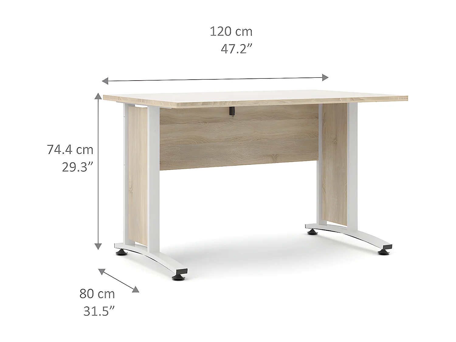 Prisme Bureau B, imitation chêne, blanc.