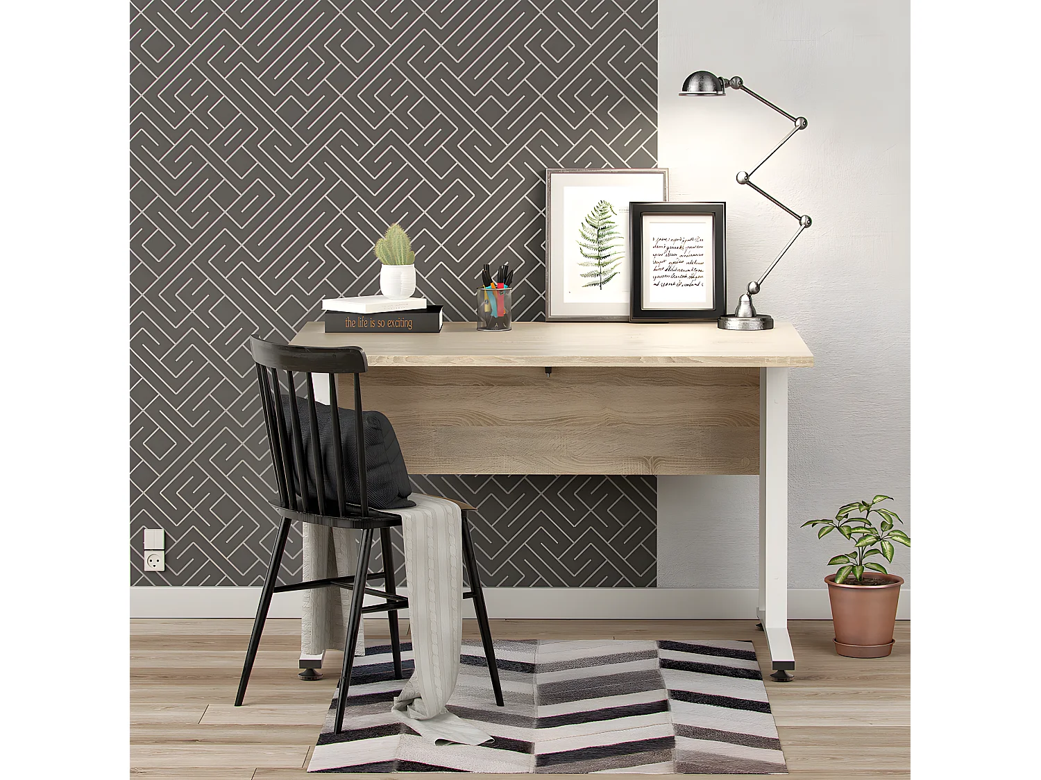 Prisme bureau B eiken decor en wit.