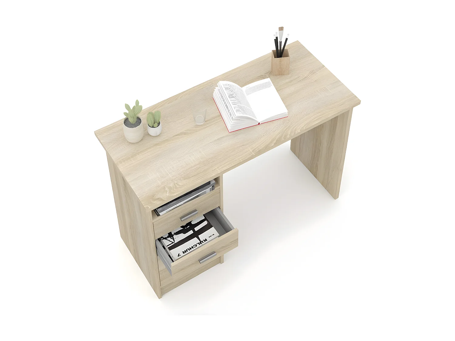 Fula Bureau 4 tiroirs, pieds en chêne.