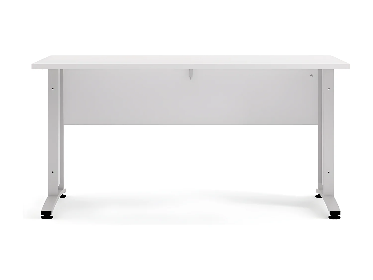 Prisme Bureau B, blanc et acier, gris argenté.