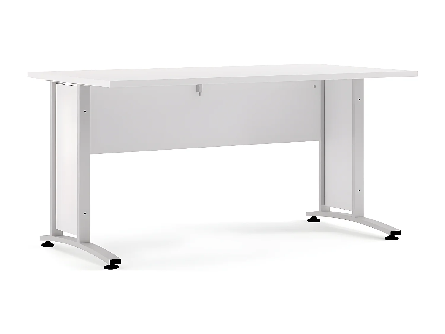 Prisme Bureau B, blanc et acier, gris argenté.