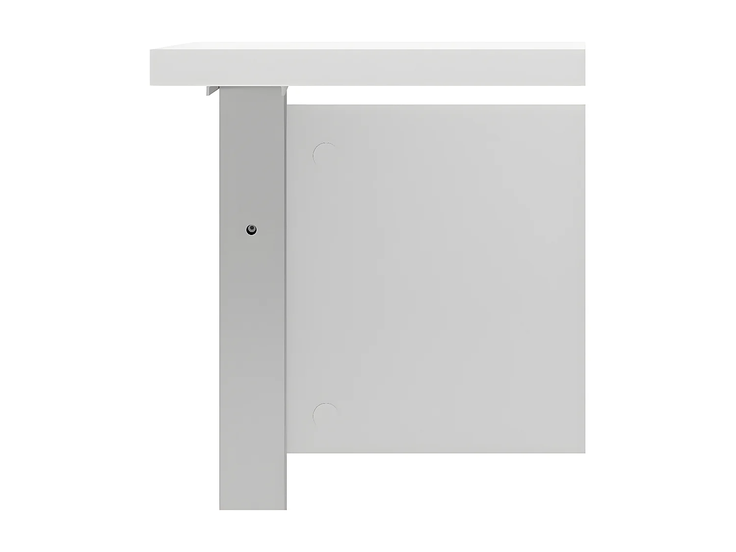 Prisme Bureau B, blanc et acier, gris argenté.