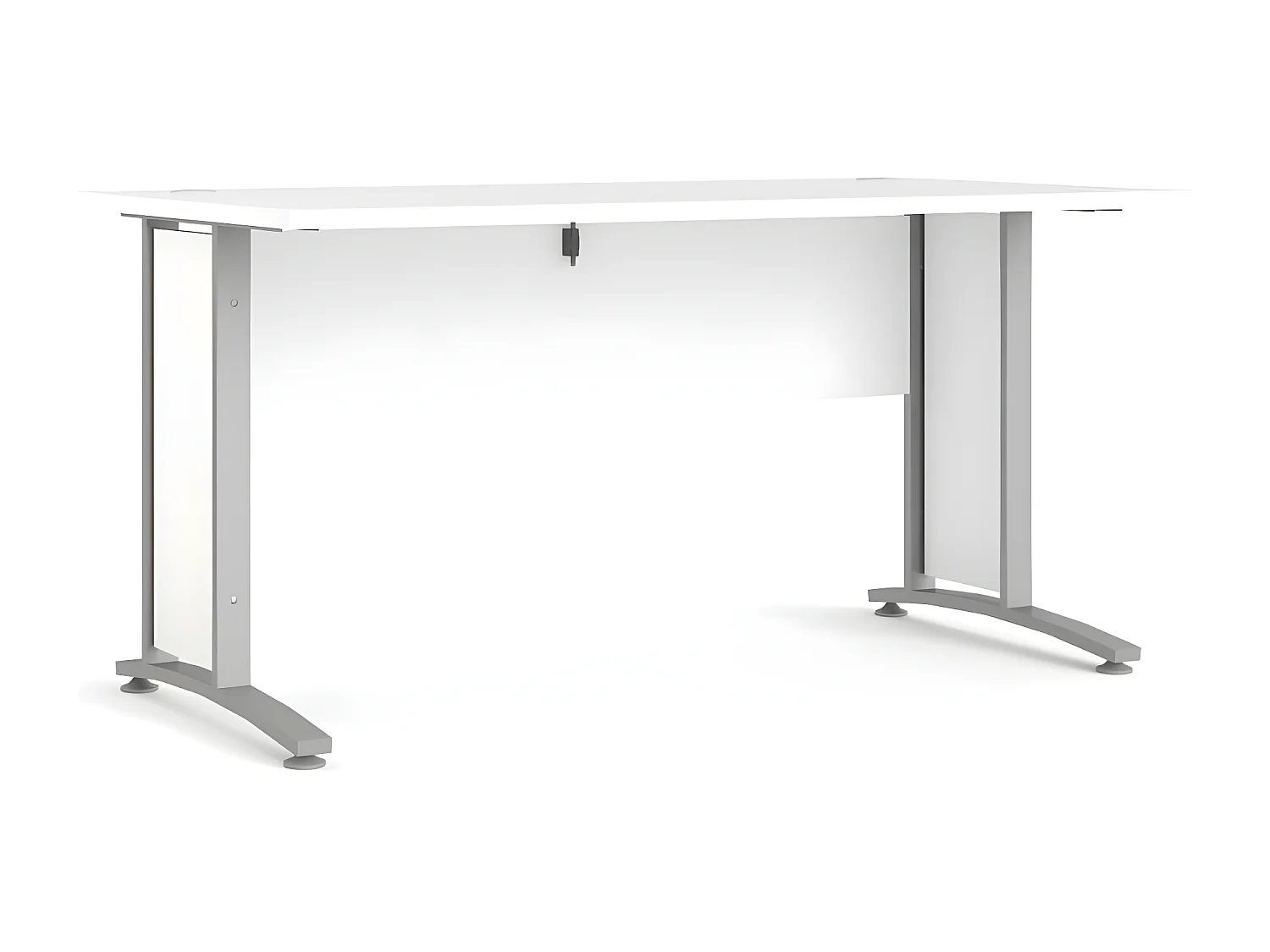 Prisme bureau B wit en zilvergrijs staal.