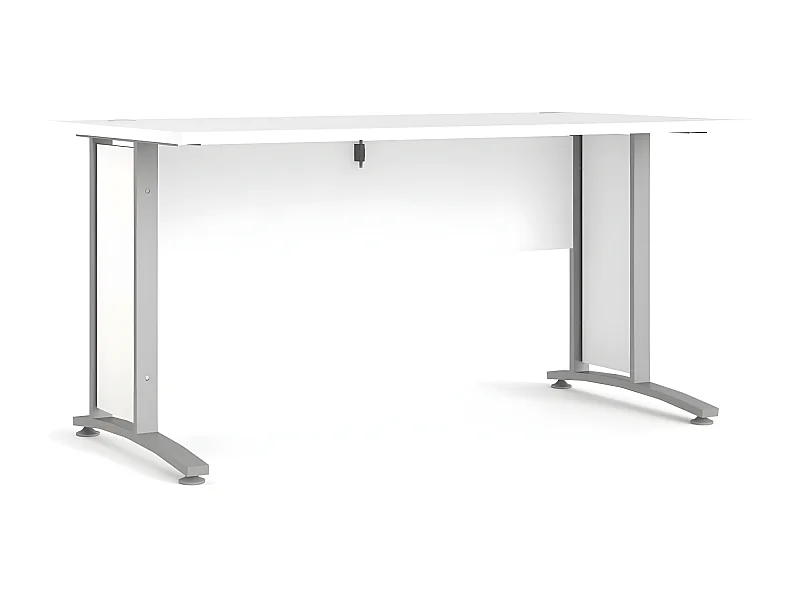 Prisme bureau B wit en zilvergrijs staal.