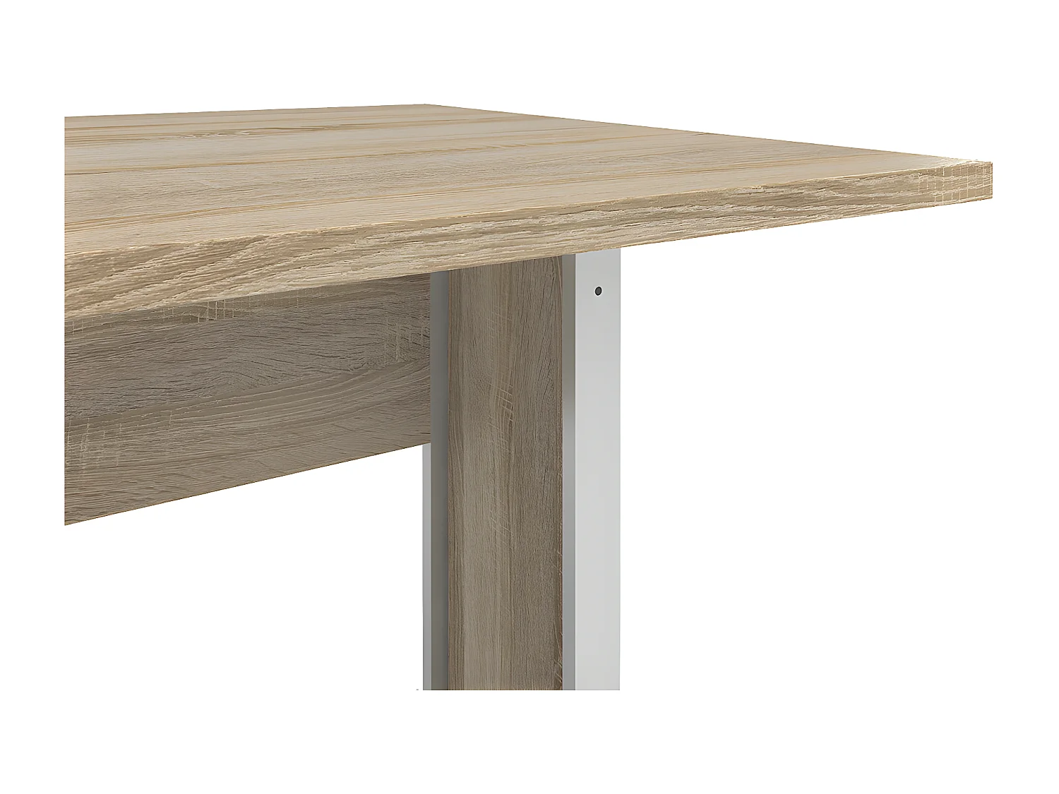 Prisme Bureau D, imitation chêne et acier, gris argenté.