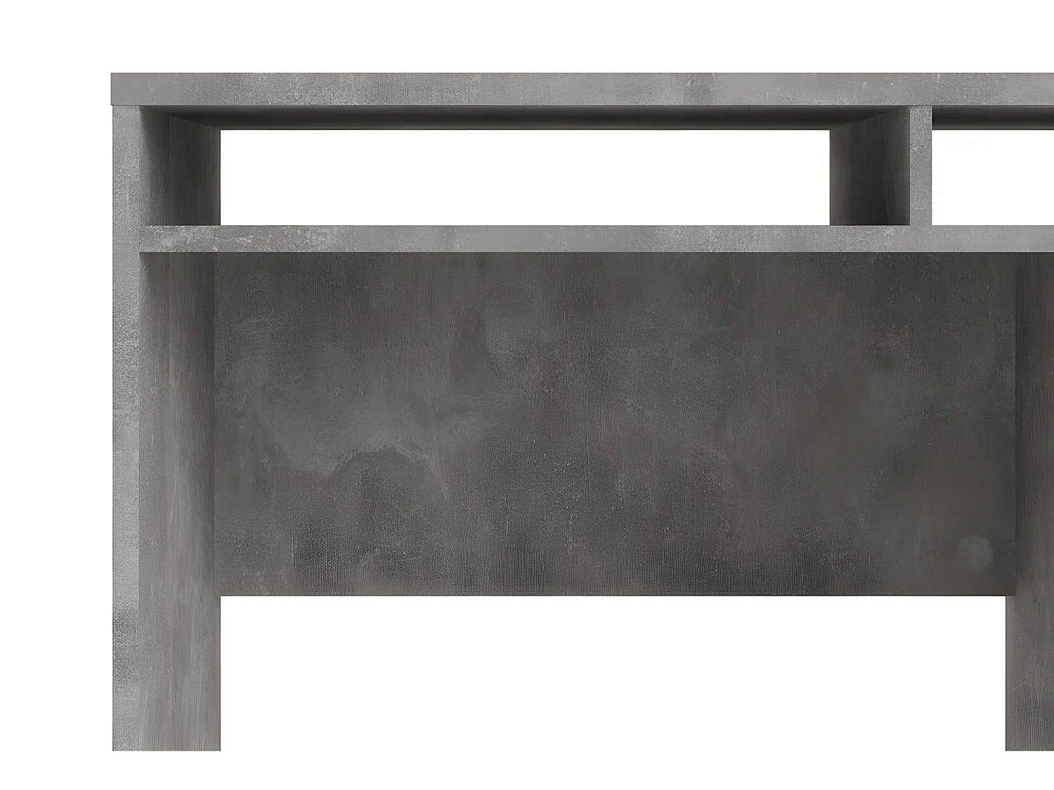 Plus Bureau avec 1 porte, 1 tiroir et 2 tablettes de rangement, finition béton/blanc brillant.