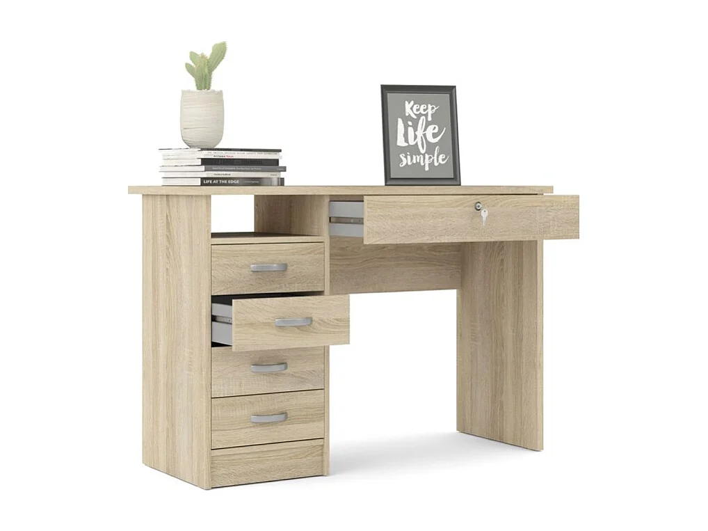 Fula bureau 5 lades eiken structuur decor.