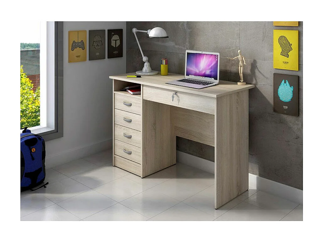 Fula bureau 5 lades eiken structuur decor.