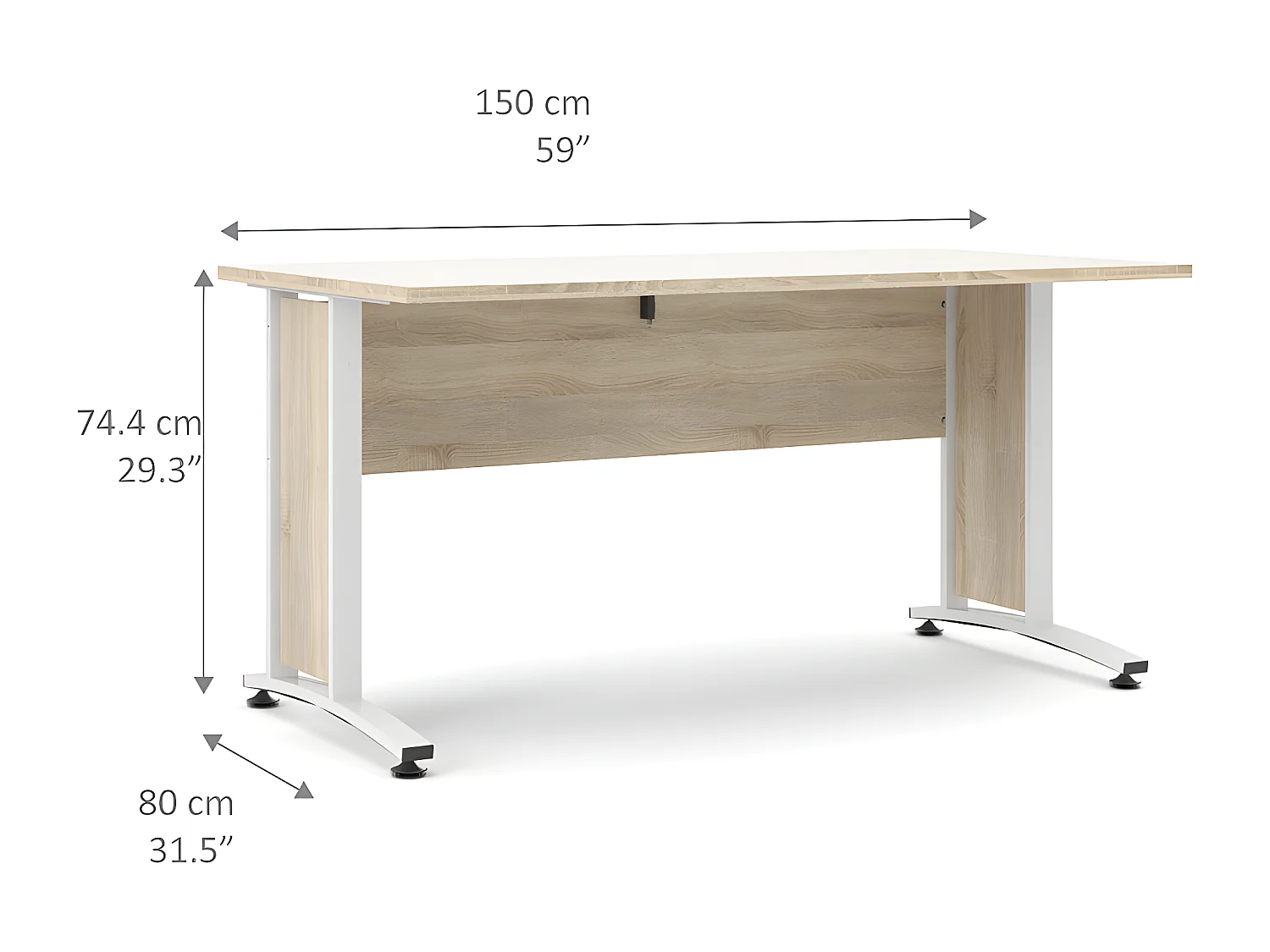 Prisme bureau C eiken decor en wit.