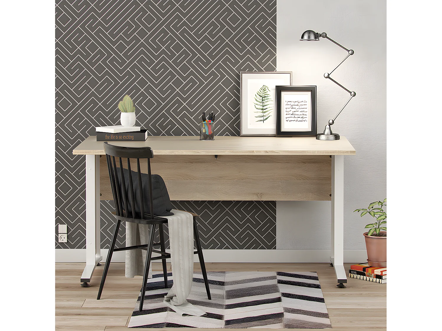 Prisme bureau C eiken decor en wit.