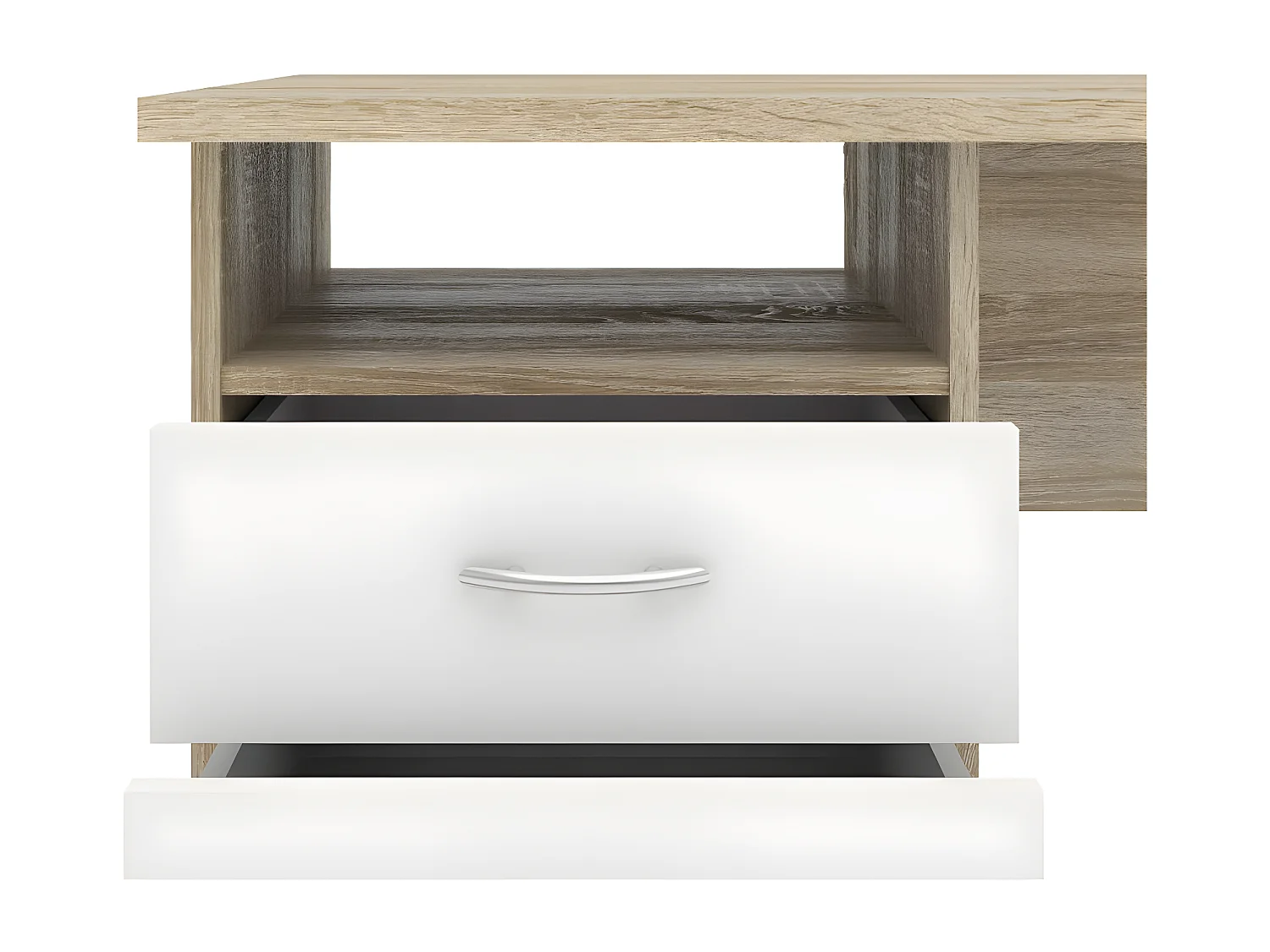 Fula bureau 3 lades eiken structuur decor en wit.