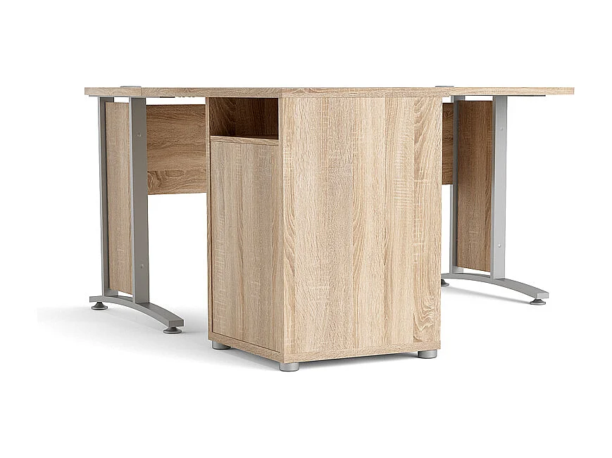 Prisme Hoekbureau met 1 plank en 3 laden, eiken decor
