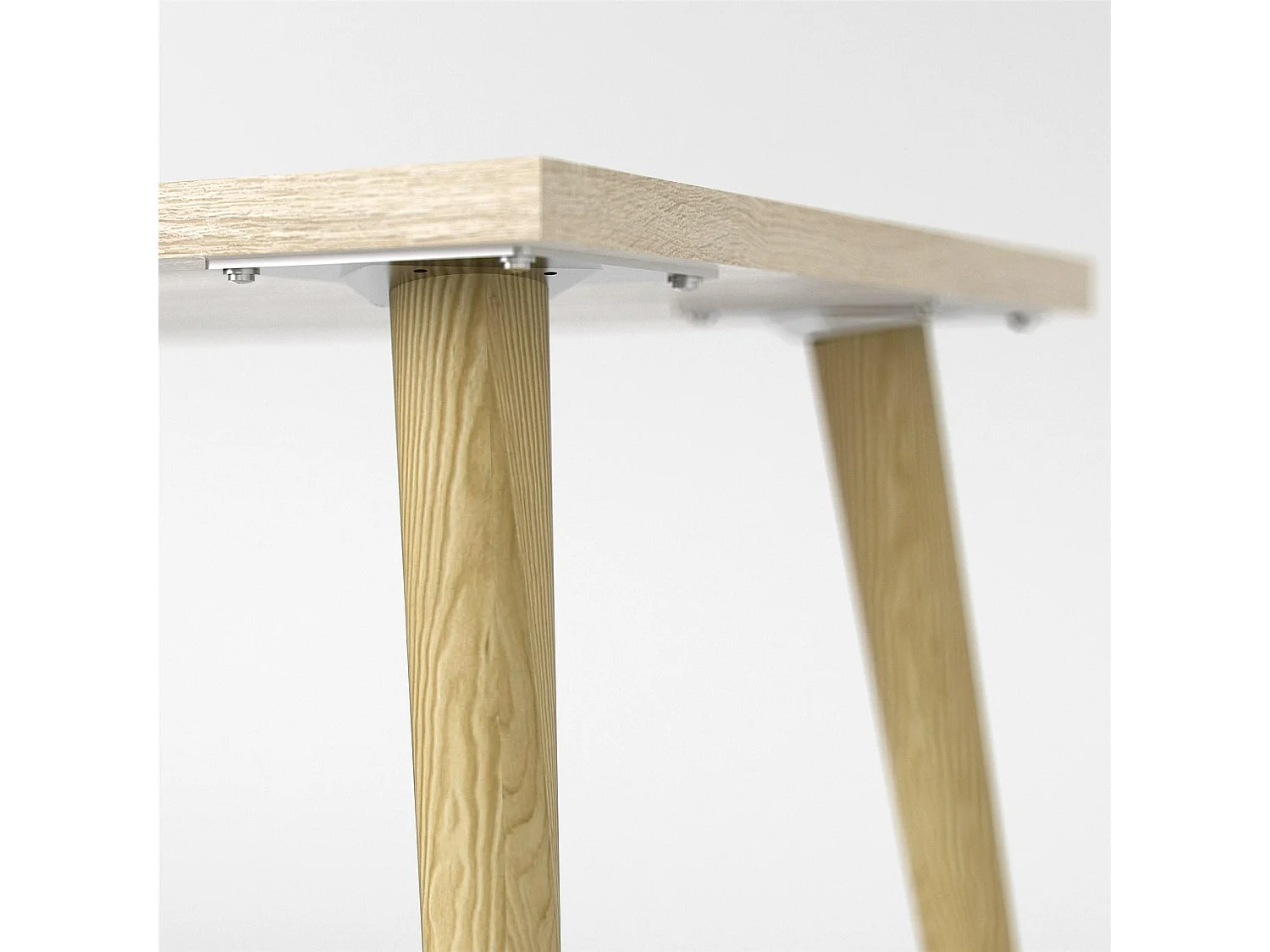 Napoli Bureau d'angle avec 2 tiroirs et 3 espaces de rangement ouverts, en blanc et imitation chêne.