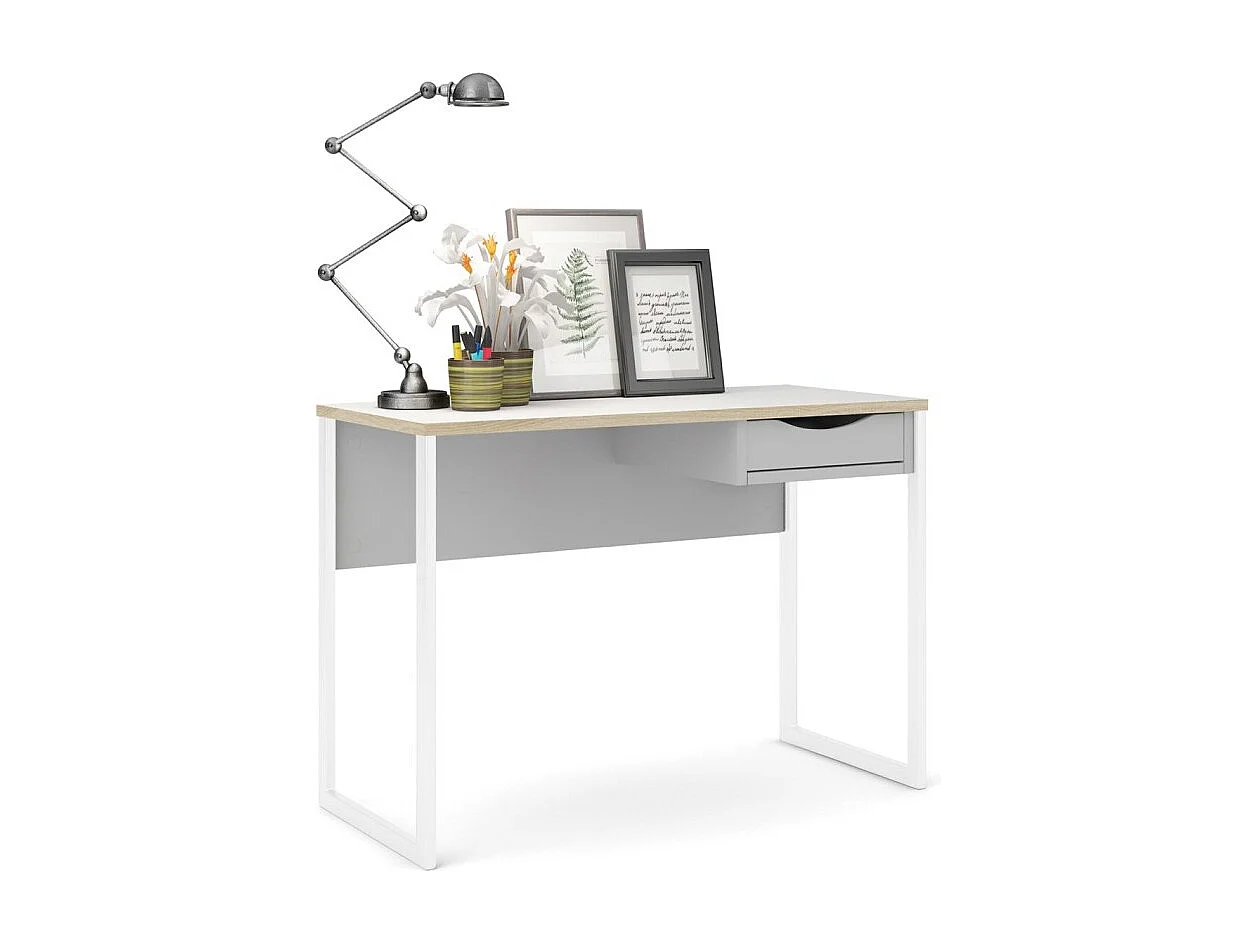 Escritorio Fula 110 cm 1 cajón blanco, blanco mate.