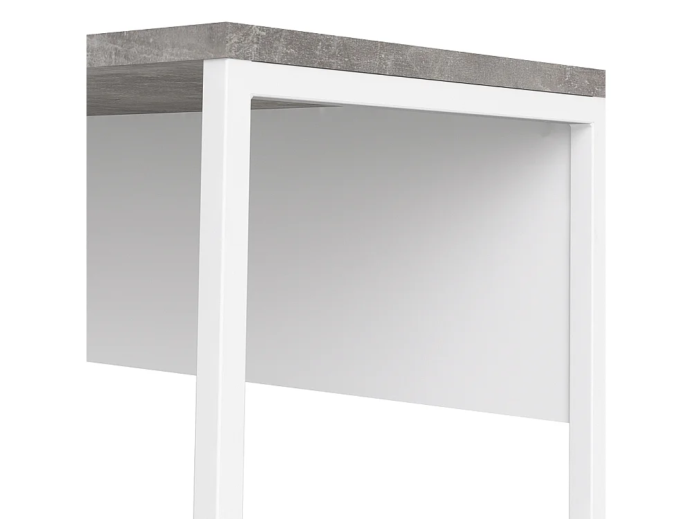 Plus Schreibtisch Eckschreibtisch mit 3 Regalen und 2 Schubladen, weiß / Beton Dekor.