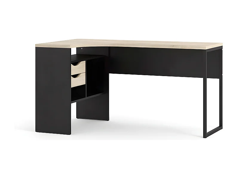 Fula Schreibtisch matt schwarz und Eiche Struktur.