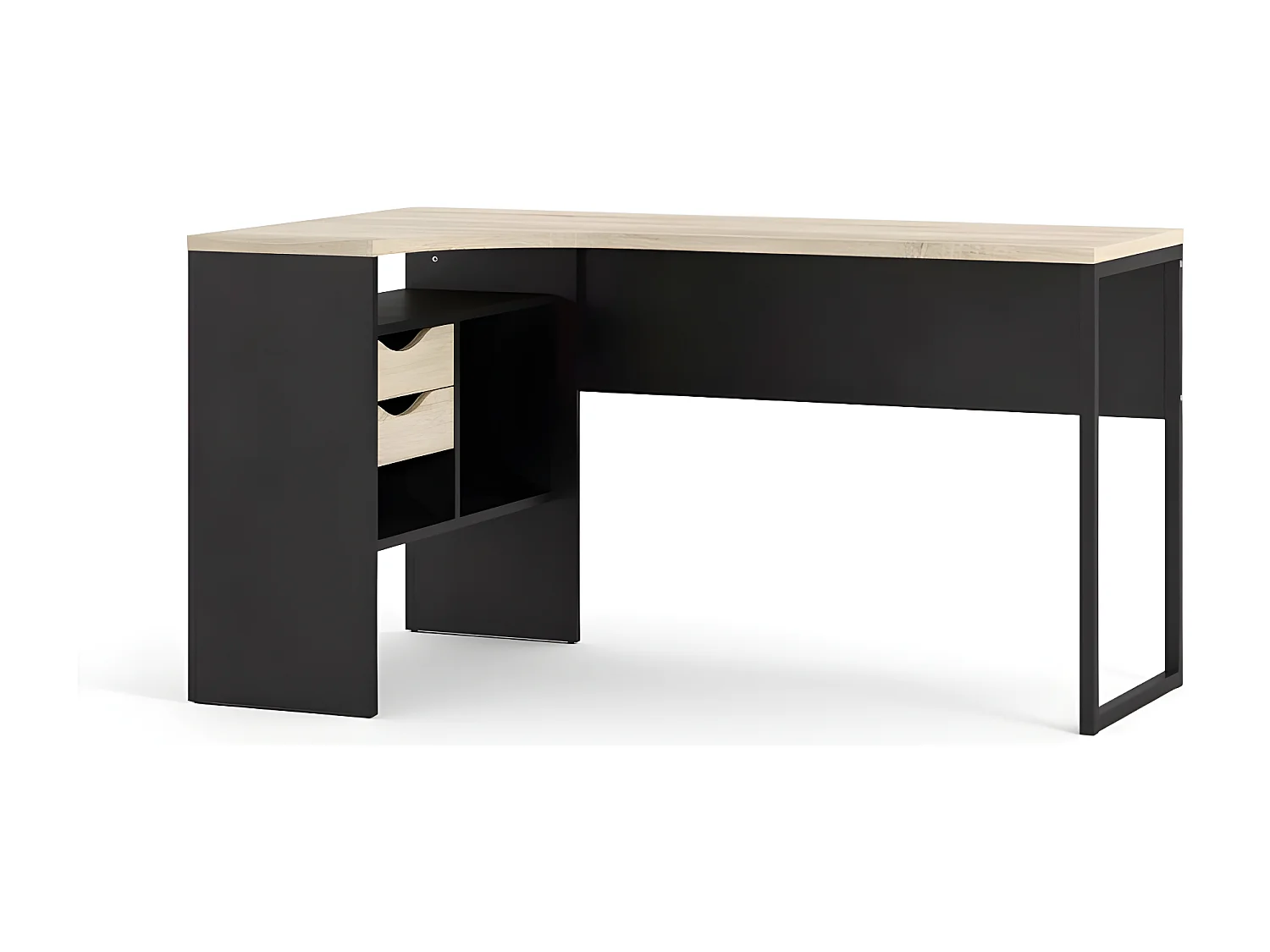 Fula Schreibtisch matt schwarz und Eiche Struktur.