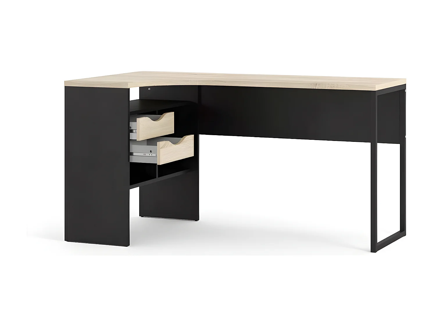 Fula Schreibtisch matt schwarz und Eiche Struktur.