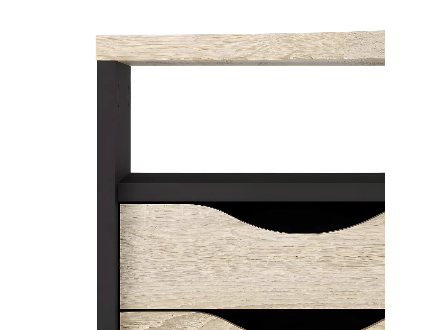 Fula Schreibtisch matt schwarz und Eiche Struktur.