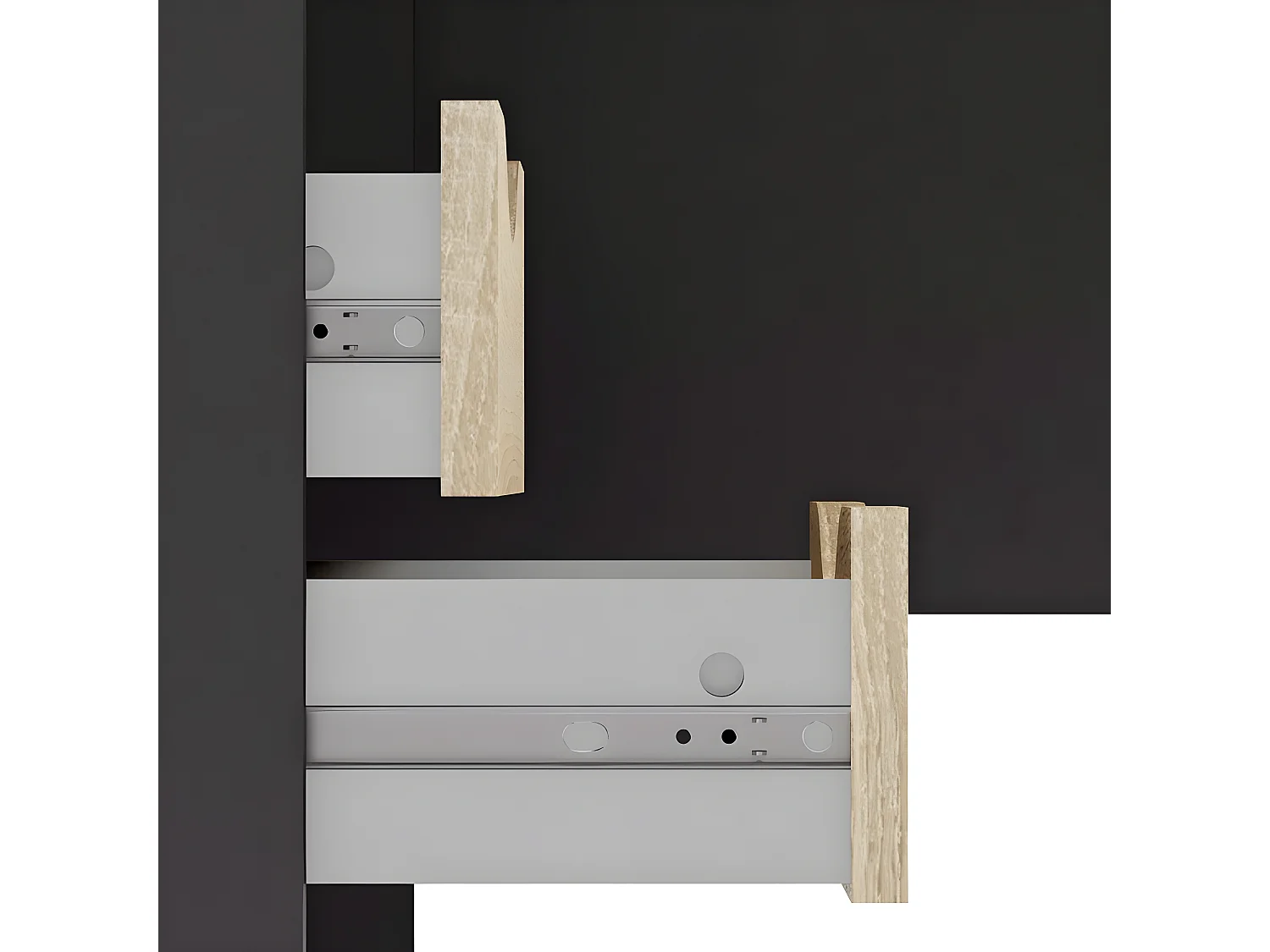 Fula Schreibtisch matt schwarz und Eiche Struktur.