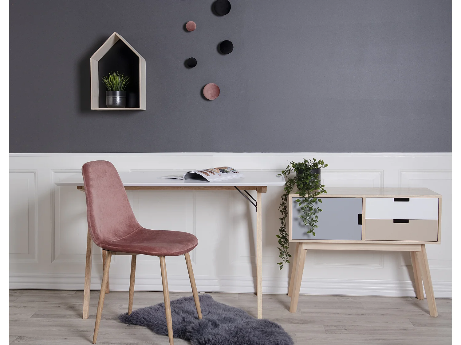 Voel bureau wit, naturel.