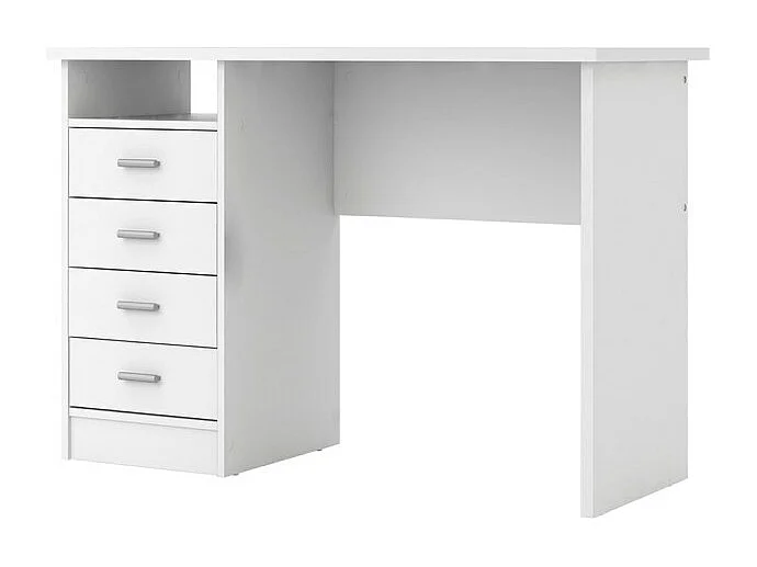 Fula Bureau 4 tiroirs et 1 tablette de rangement, blanc.