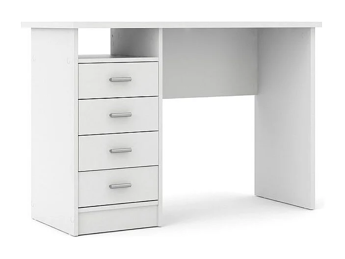 Fula Bureau 4 tiroirs et 1 tablette de rangement, blanc.