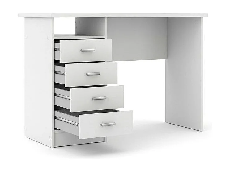 Fula Bureau 4 tiroirs et 1 tablette de rangement, blanc.