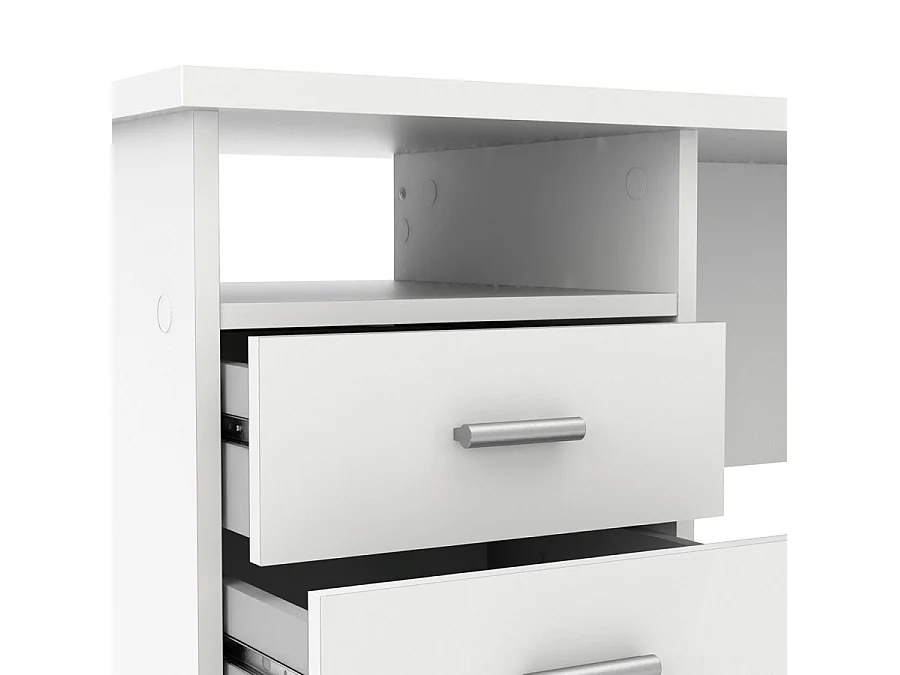 Fula Bureau 4 tiroirs et 1 tablette de rangement, blanc.