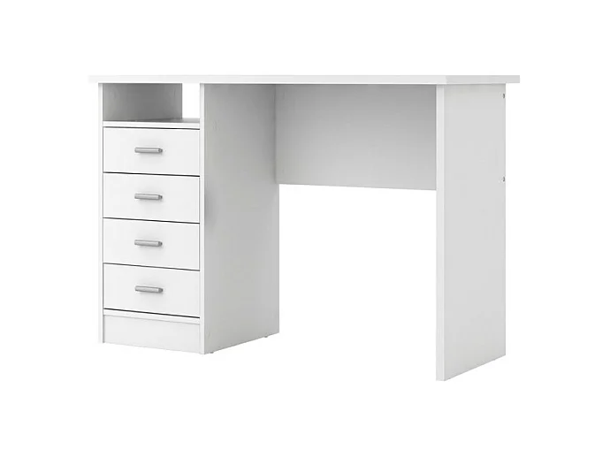 Fula Bureau 4 tiroirs et 1 tablette de rangement, blanc.
