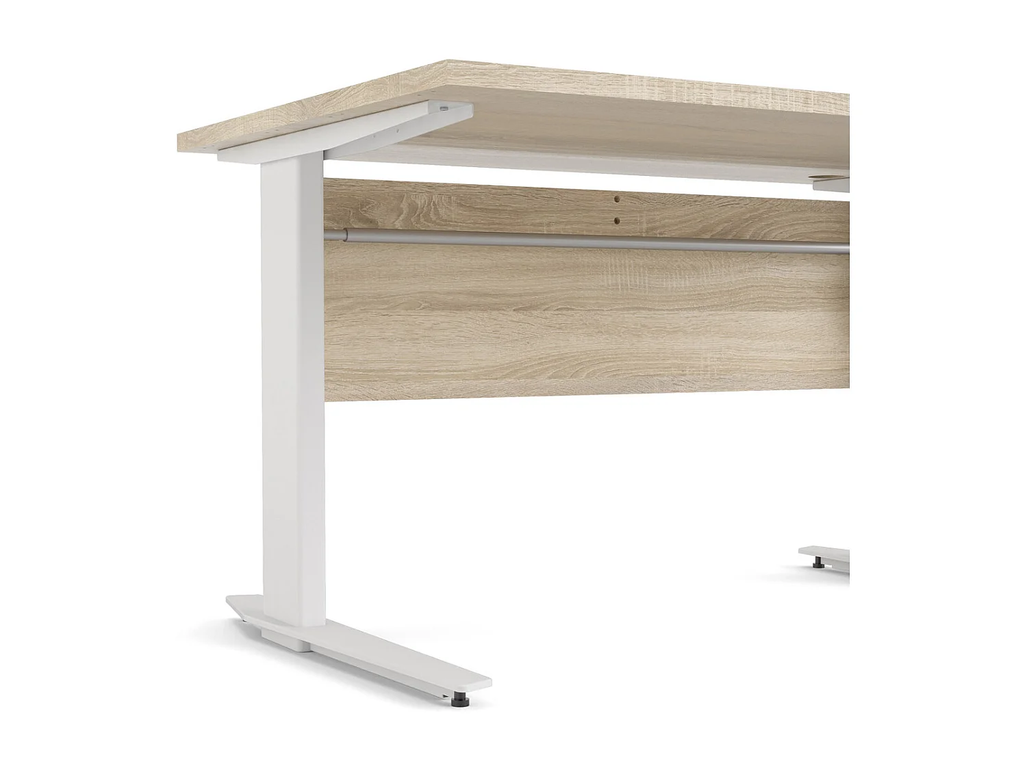Prisme Bureau à hauteur réglable électrique, finition chêne structuré et blanc.