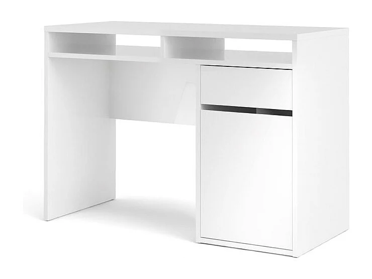 Fula Bureau 2 pièces, 1 tiroir et 1 porte, blanc brillant.