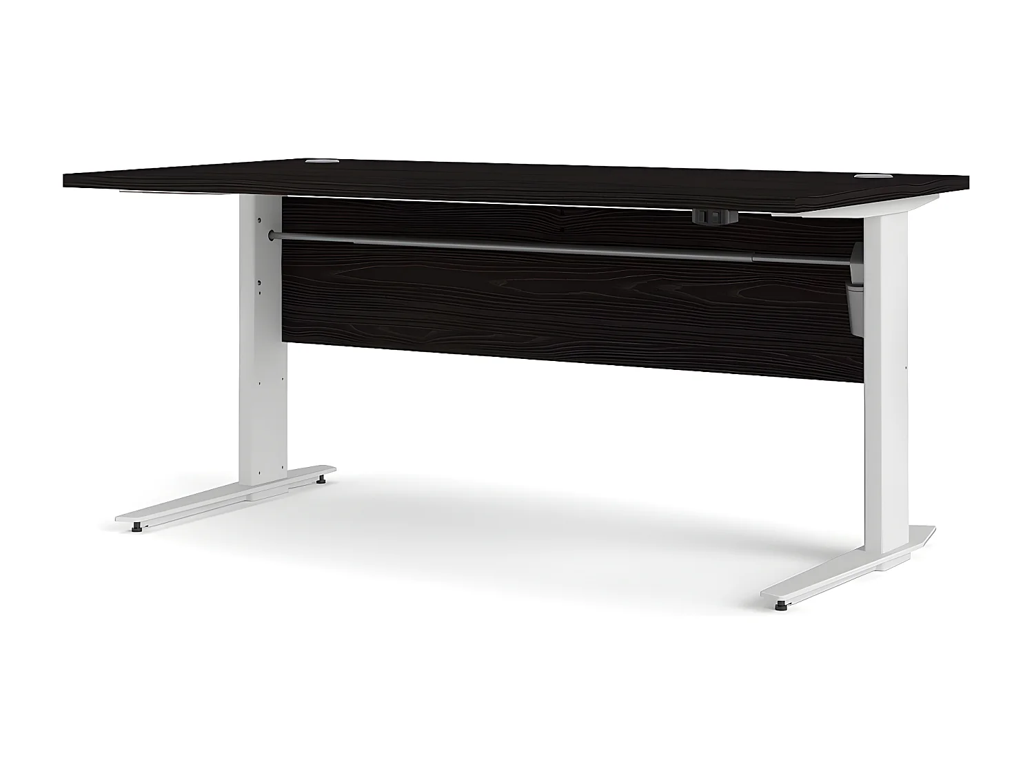 Prisme Bureau met elektrische hef- en daalfunctie, zwart essen decor, wit