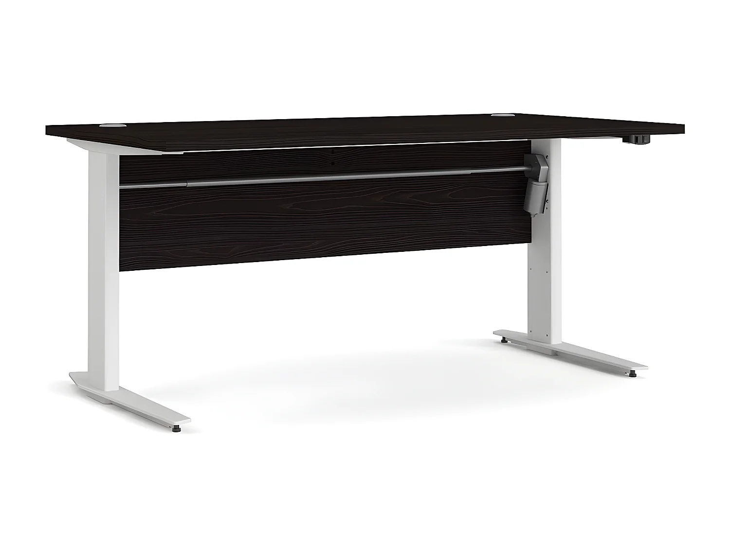 Prisme Bureau met elektrische hef- en daalfunctie, zwart essen decor, wit