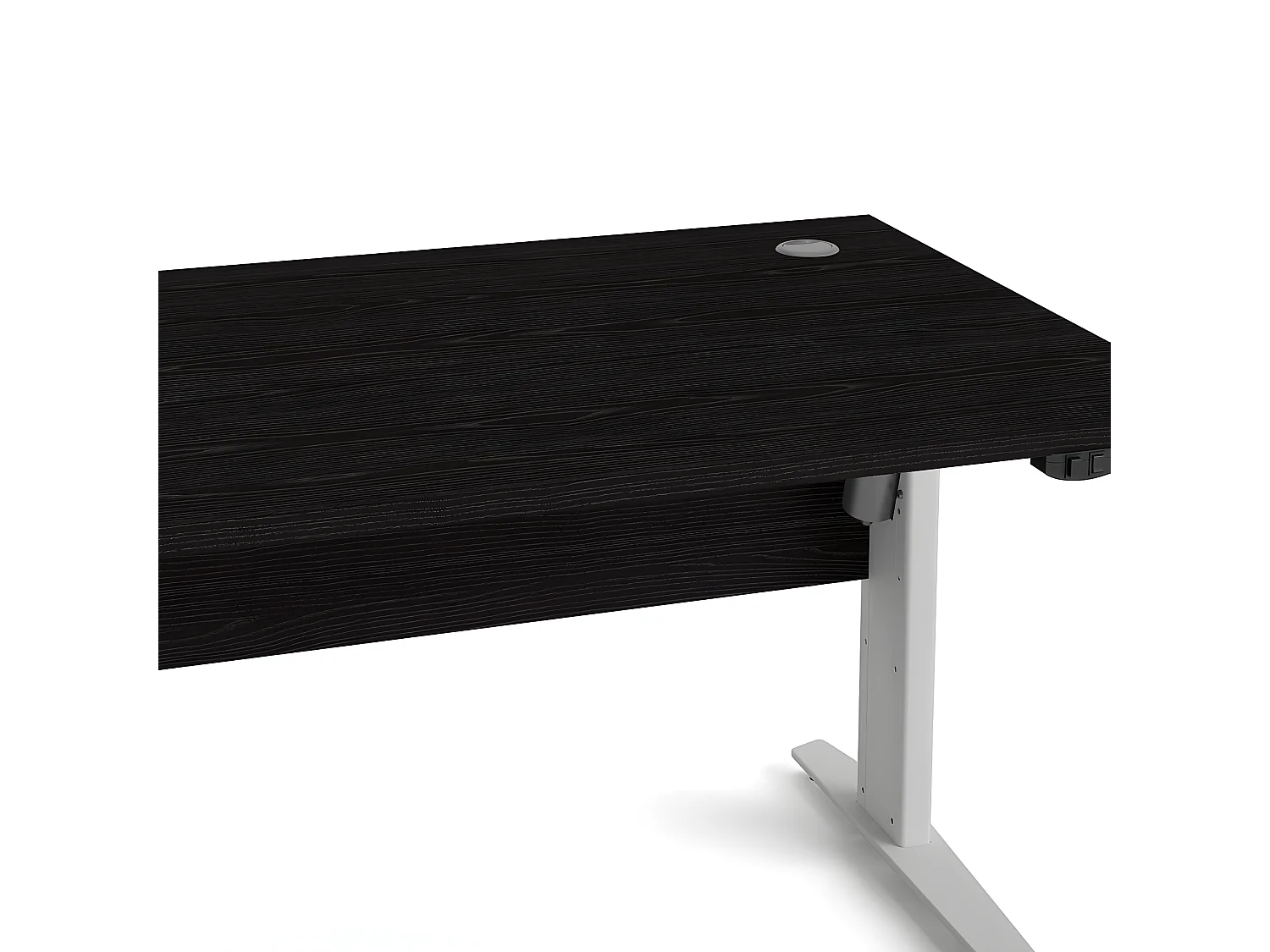 Prisme Bureau met elektrische hef- en daalfunctie, zwart essen decor, wit