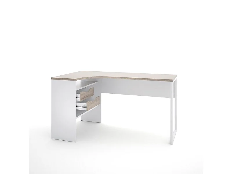 Fula Schreibtisch 2 Schuladen weiss und trüffelfarben.