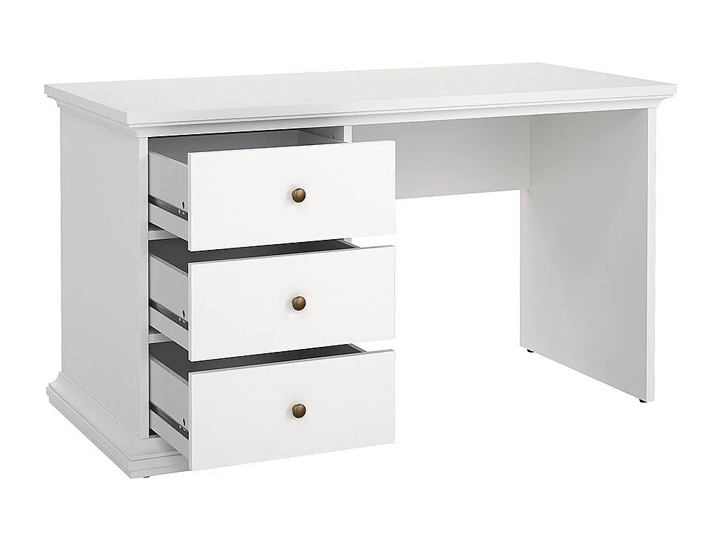 Venedig Bureau avec 3 tiroirs, largeur 130 cm, hauteur 73 cm, blanc.